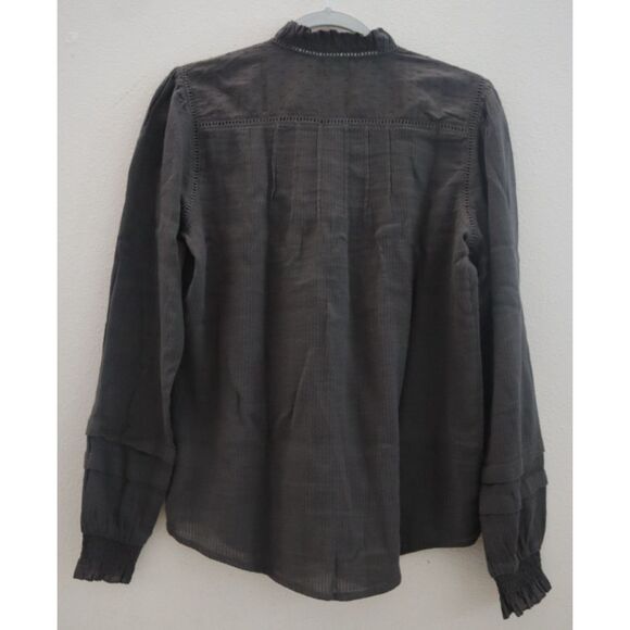 FAHERTY WTC0001 Women's Sz S Faded Black Willa Button Front Peasant Blouse - Picture 2 of 16